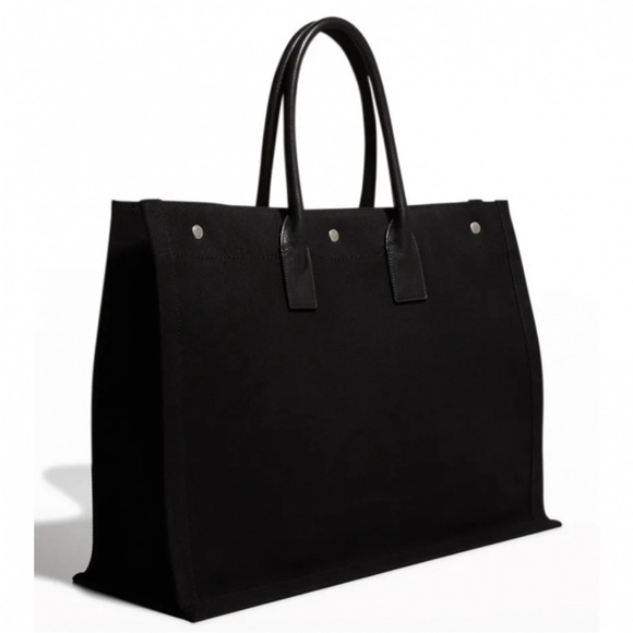 SAINT LAURENT Rive Gauche logo printed canvas tote - Picture 2 of 5